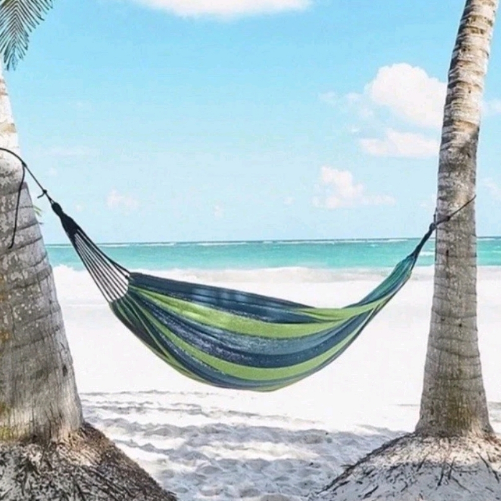 Sanuk Blue and Green Striped Fabric